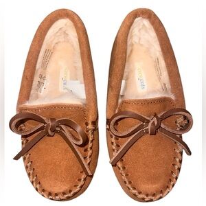 NWOB J Crew Crewcuts Kids Sherpa Lodge Slippers Moccasins Melted Caramel Tan
